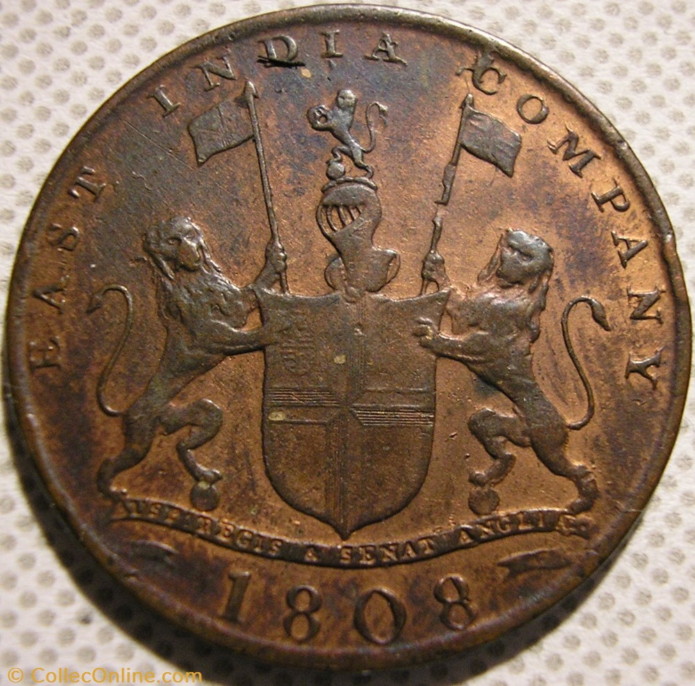 King George III - 10 Cash 1808 Madras Presidency monnaie monde inde king george iii 10 cash 1808 madras presidency