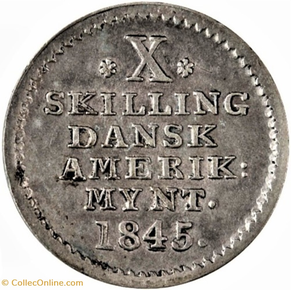 Christian VIII Denmark - 10 Skilling 1845, West Indies monnaies monde danemark christian viii denmark 10 skilling 1845 west indies