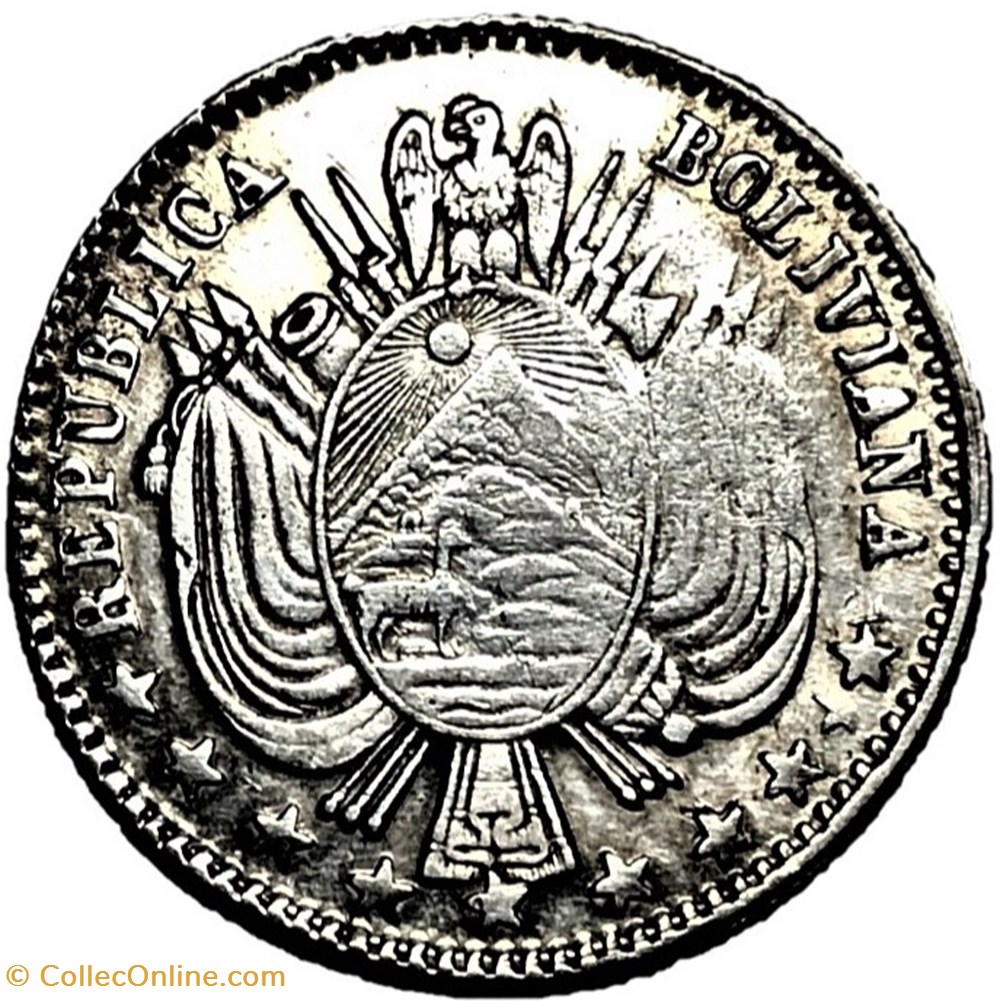 1864 Potosi, 1/5 Boliviano monnaies monde bolivie 1864 potosi 1 5 boliviano