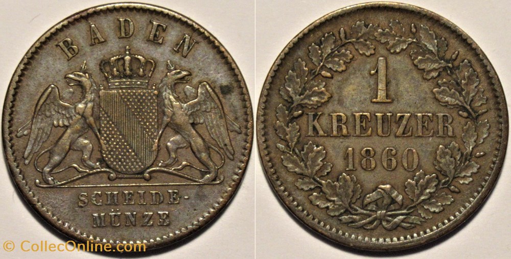monnaies europe medievale saint empire romain germanique friedrich i kreuzer 1860 grand duchy of baden
