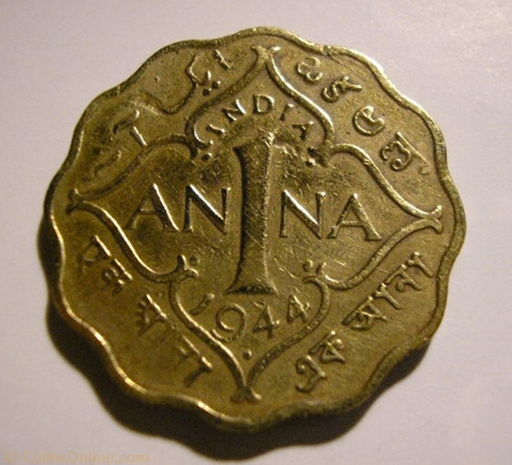 George VI - 1 Anna 1944 Bombay - British India monnaie monde inde george vi 1 anna 1944 bombay british india