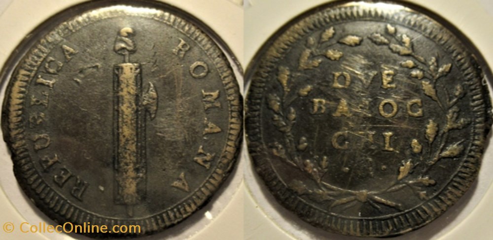 monnaies europe medievale etats pontificaux republica romana due baiocchi 1798 1799