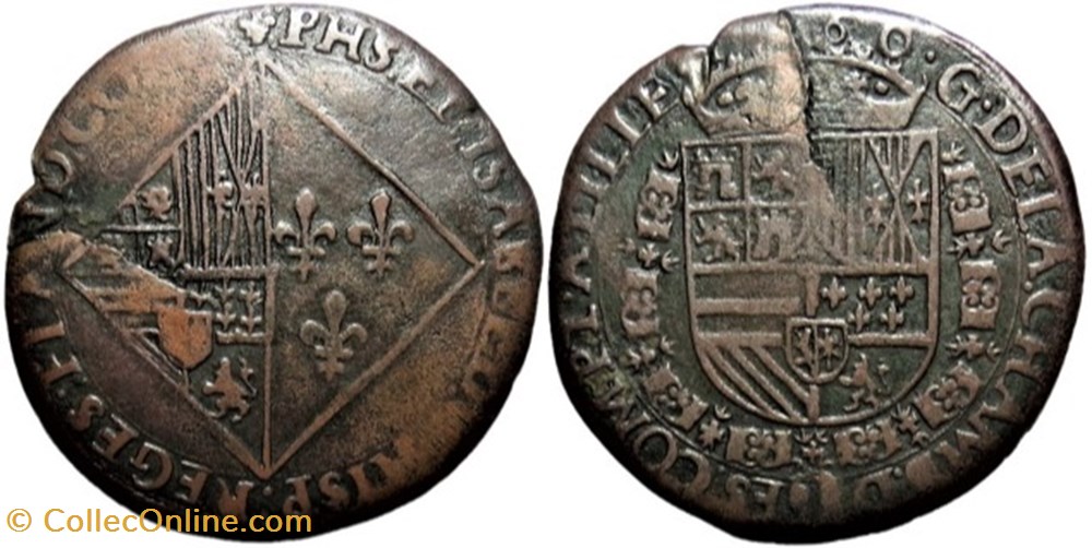 Philippe II d'Espagne & Elisabeth de Valois - 1560, Lille - Pays-Bas Espagnols monnaies europe medievale philippe ii espagne elisabeth de valois 1560 lille pays bas espagnols