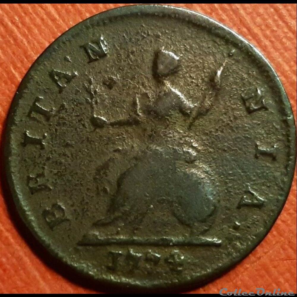 1774 Farthing - No Regal - George III of Great Britain monnaie monde etat uni 1774 farthing no regal george iii of great britain