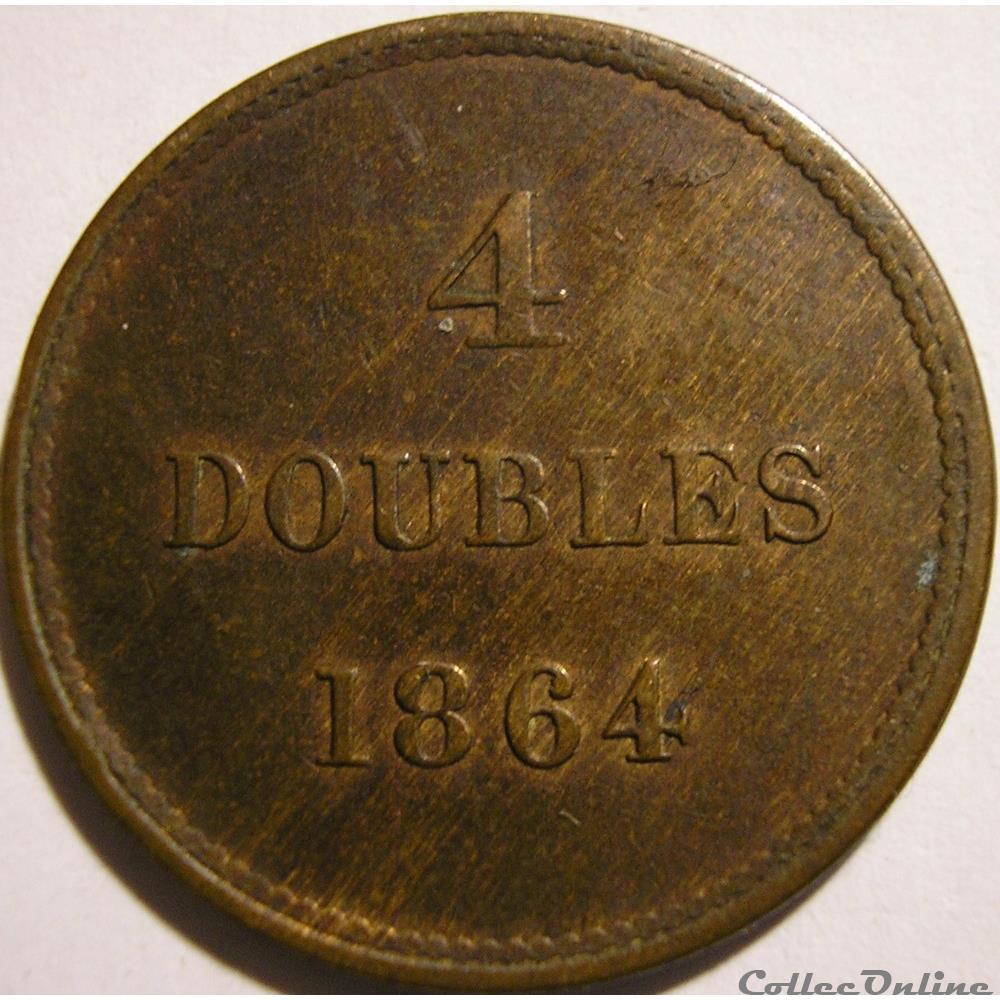 States of Guernsey - 4 Doubles 1864 monnaies monde ile de guernesey states of guernsey 4 doubles 1864