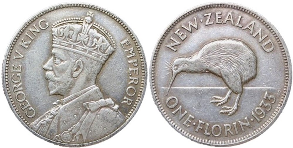 George V - One Florin 1933 - New Zealand monnaies monde nouvelle zelande george v one florin 1933 new zealand