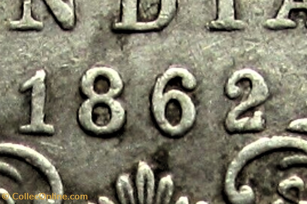 Victoria - One Rupee 1862 Bombay - British India 4 monnaies monde inde victoria one rupee 1862 bombay british india
