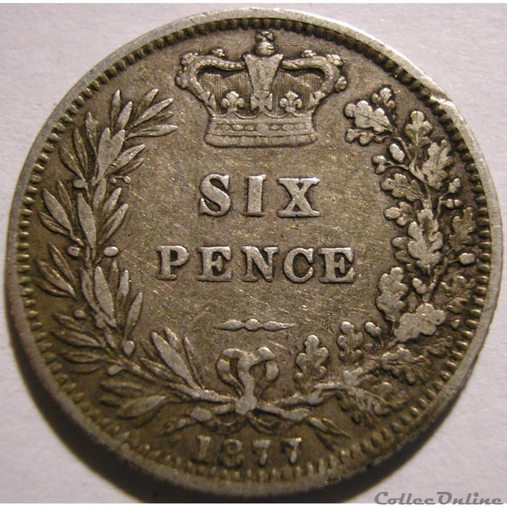 Victoria - Sixpence 1877 Kingdom of Great Britain monnaie monde royaume uni victoria sixpence 1877 kingdom of great britain