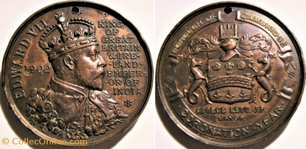 Edward VII - Medal Coronation 1902, B. of Cambridge, England medaille royaume uni edward vii medal coronation 1902 b of cambridge england