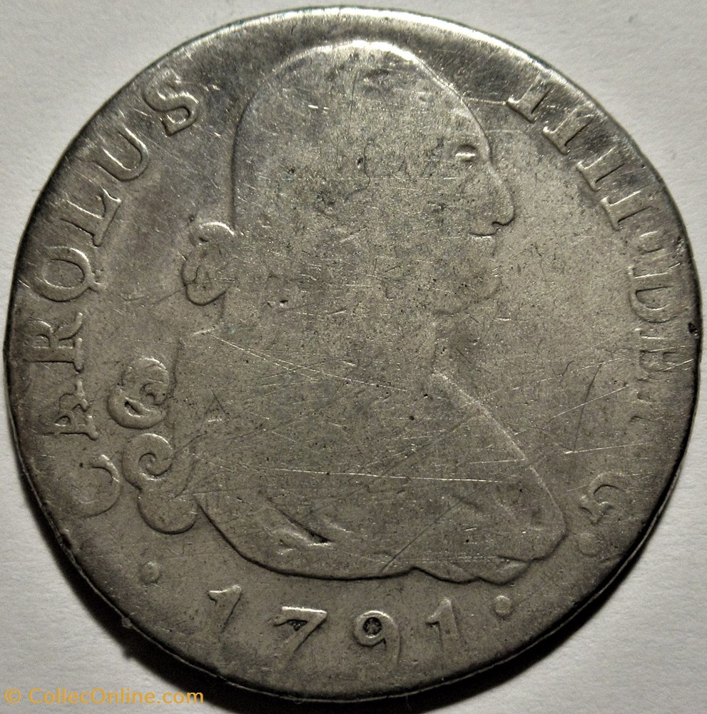 1791 - 4 Reales Madrid - Carlos IV de España 2 monnaies monde espagne 1791 4 reales madrid carlos iv de espana