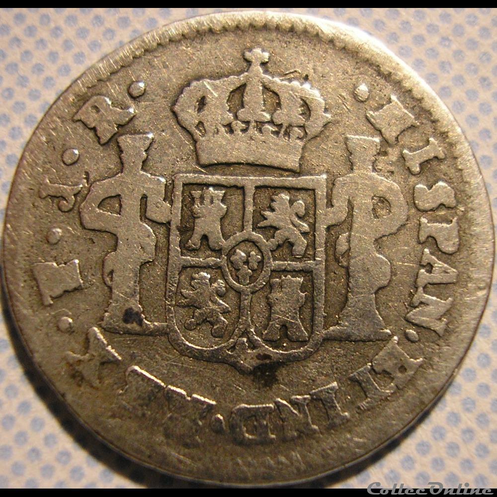 ½ Real 1776 Potosi - Carlos III de España 2 monnaies monde bolivie real 1776 potosi carlos iii de espana