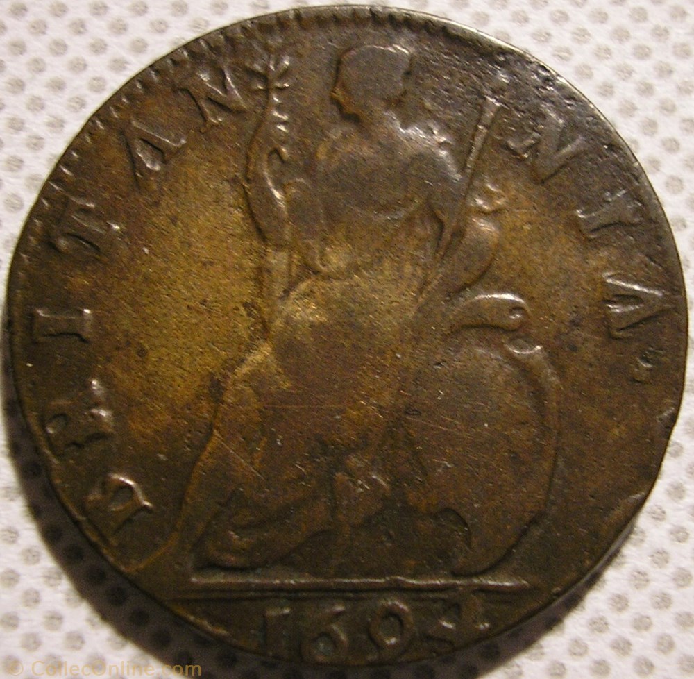 monnaies europe medievale royaume angleterre william iii marie ii farthing 1694 kingdom of england var