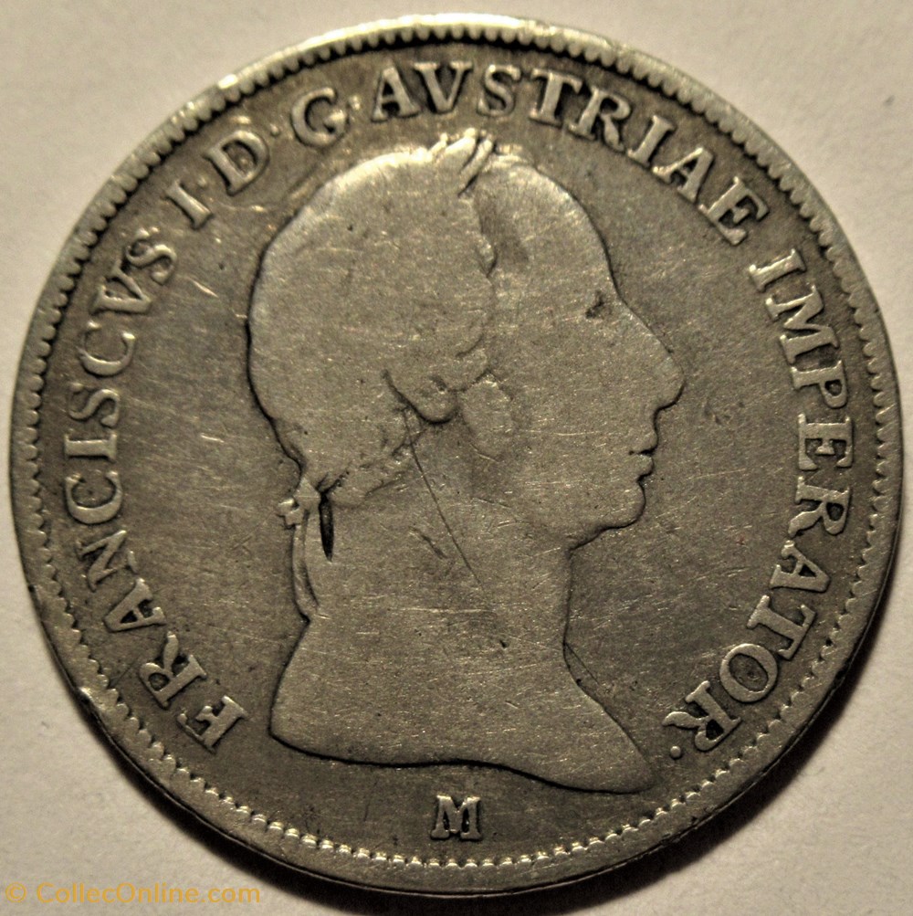 1823/2 Regno Lombardo-Veneto, 1 Lira Austriaca - Franz I d'Asburgo-Lorena 2 monnaies monde italie 1823 2 regno lombardo veneto 1 lira austriaca franz i asburgo lorena