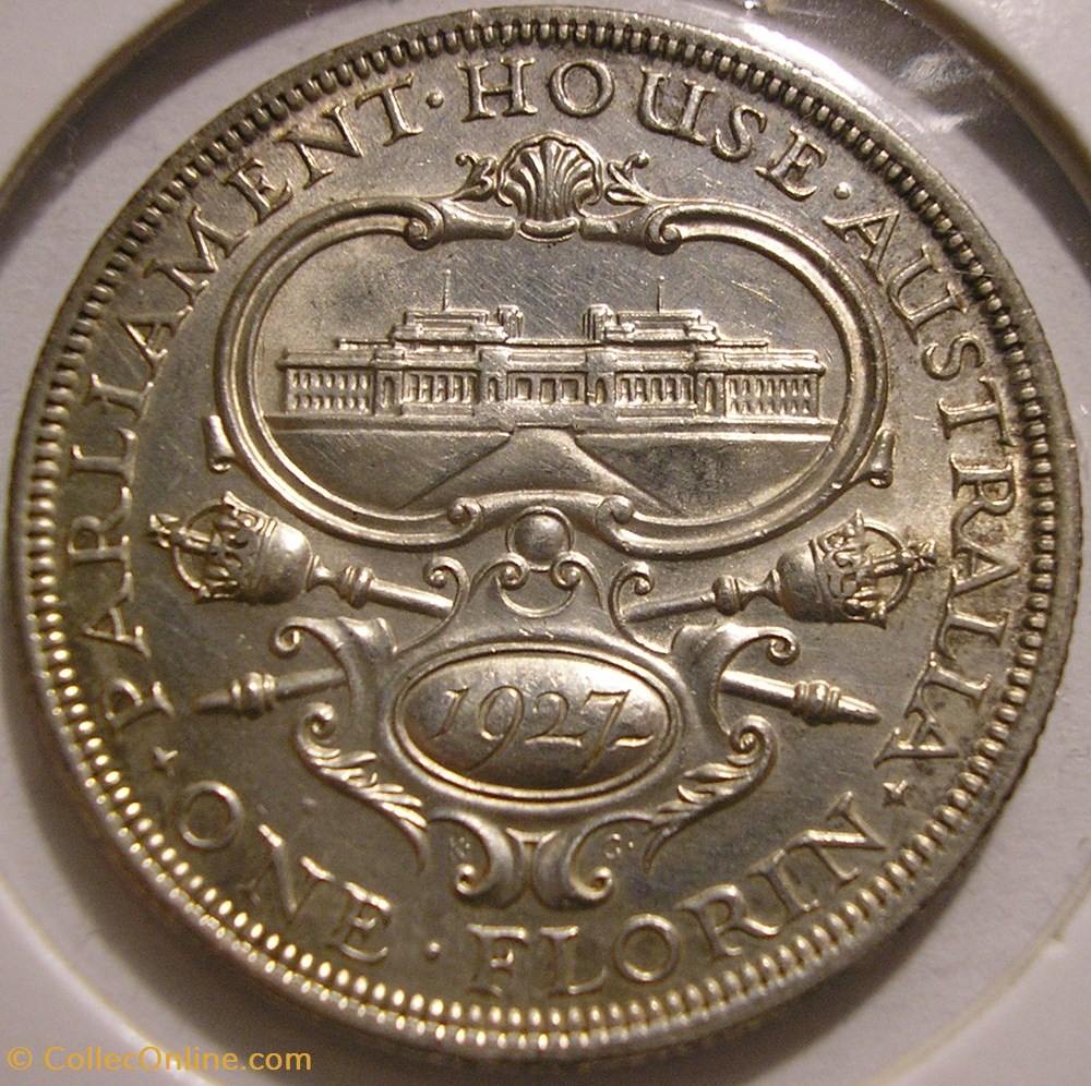 monnaie monde australie george v one florin 1927 melbourne parliament australia ex 2