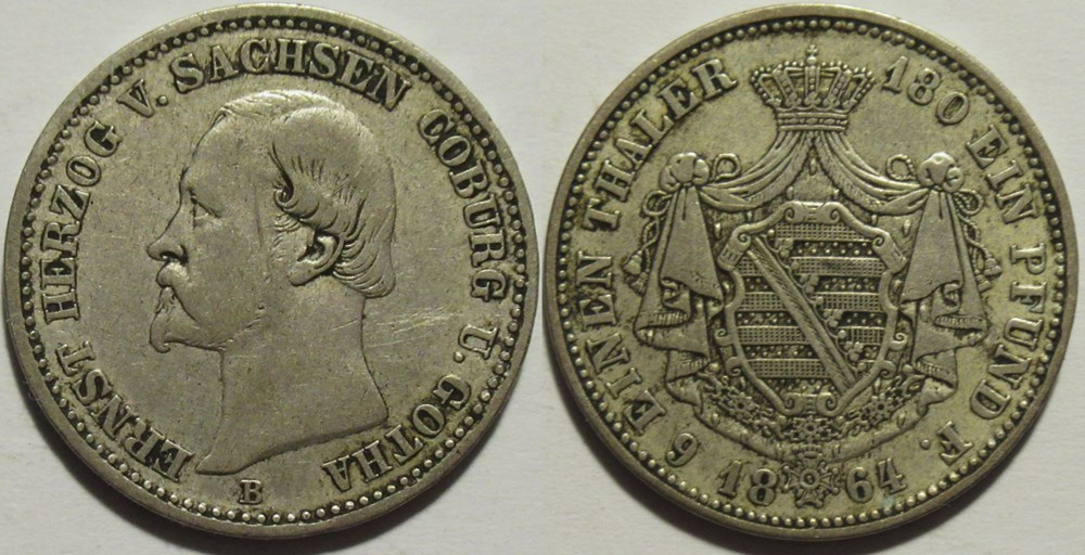 Ernst II - 1/6 Thaler 1864 - Duchy of Saxe-Coburg-Gotha monnaies europe medievale saint empire romain germanique ernst ii 1 6 thaler 1864 duchy of saxe coburg gotha