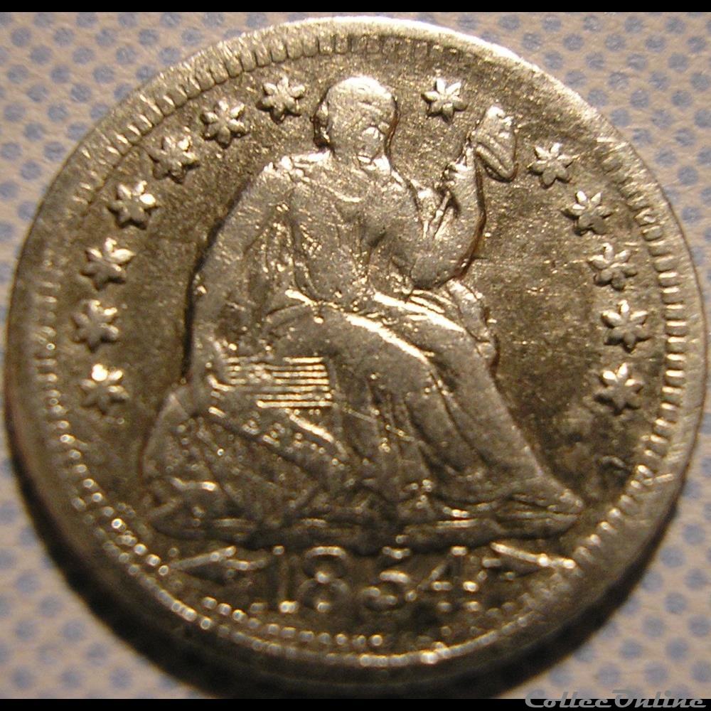 ←1854→ O Half Dime 3 monnaies monde etats unis 1854 o half dime