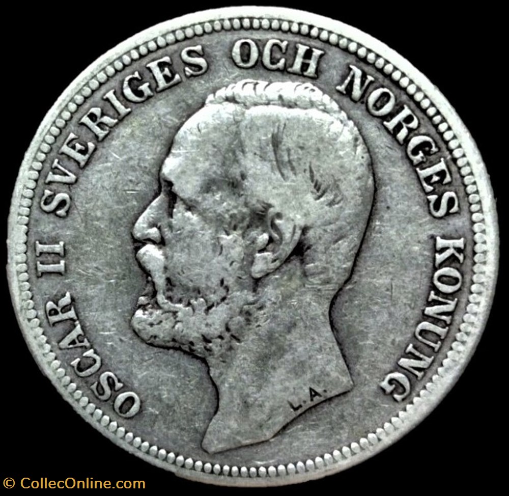 Oskar II of Sweden - 2 Kronor 1904 monnaies monde suede oskar ii of sweden 2 kronor 1904