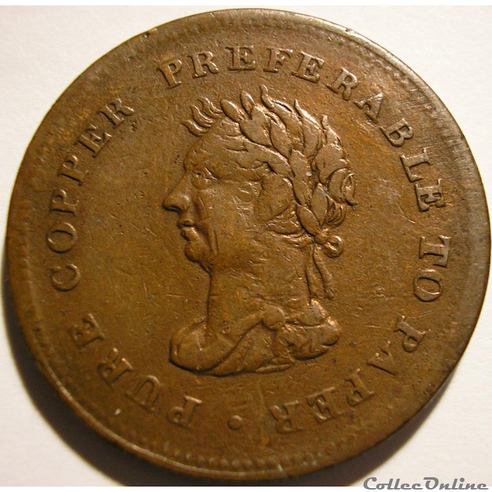 George IV - One Penny Token 1838 Trade & Navigation monnaie monde canadum george iv one penny token 1838 trade navigation