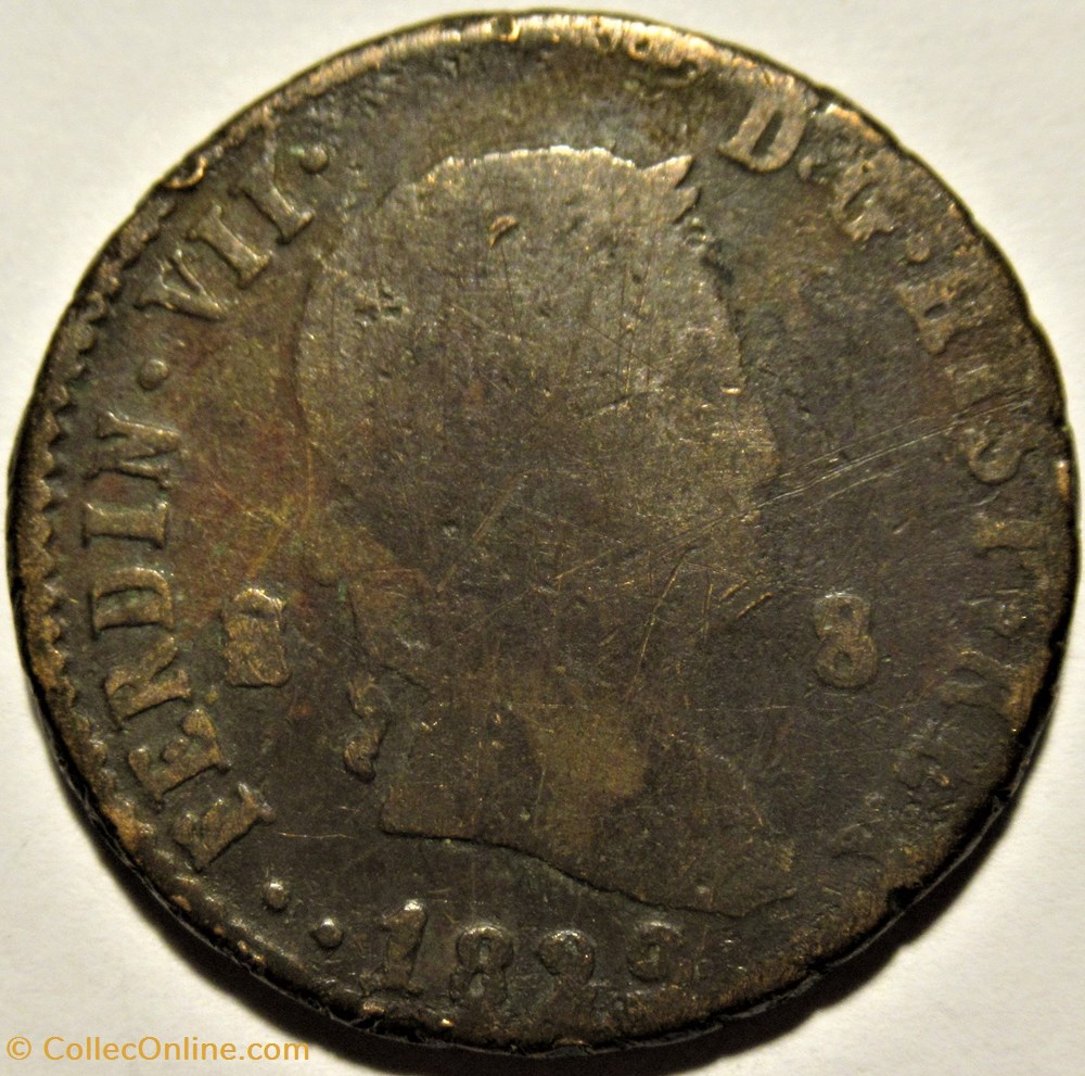 monnaies monde espagne 1829 segovia 8 maravedis fernando vii de espana