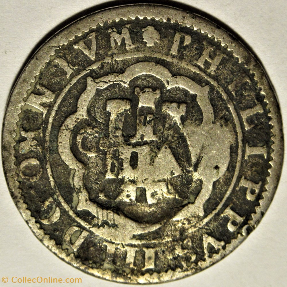 monnaies europe medievale royaume espagne 1602 segovia 4 maravedis plateado y resellados viii felipe iii de espana