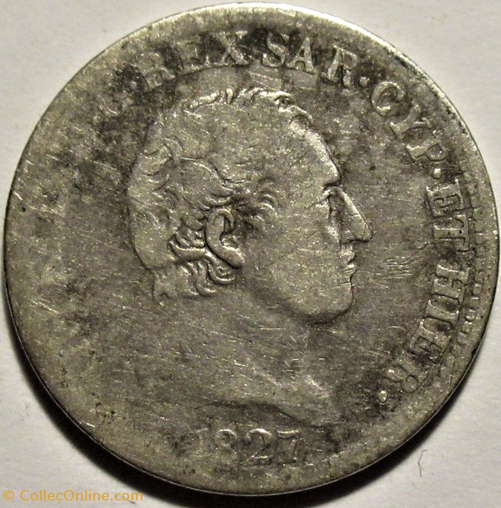 1827 Royaume de Sardaigne, 50 Centesimi Torino - Carlo Felice monnaies monde italie 1827 royaume de sardaigne 50 centesimi torino carlo felice