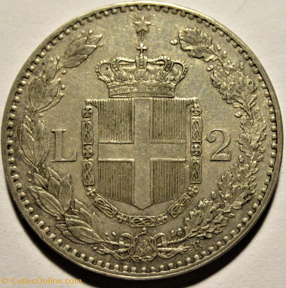 1887 Regno d'Italia, 2 Lire, Roma - Umberto I 3 monnaies monde italie 1887 regno italia 2 lire roma umberto i