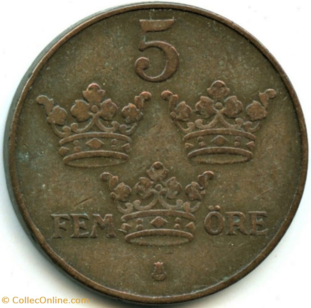 monnaies monde suede gustaf v of sweden 5 ore 1926
