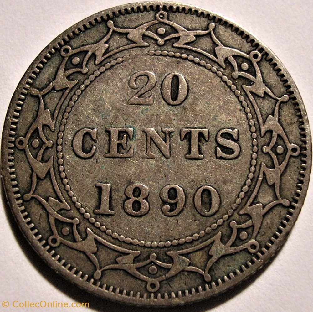 Victoria - 20 Cents 1890 Newfoundland monnaie monde canadum victoria 20 cents 1890 newfoundland