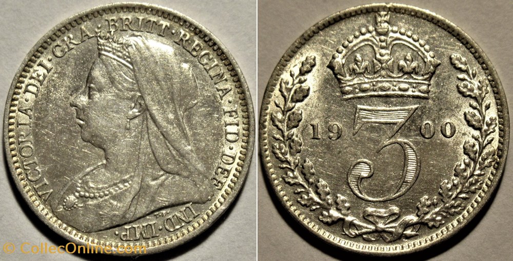 Victoria - 3 pence 1900 Kingdom of Great Britain (ex.2) monnaies monde royaume uni victoria 3 pence 1900 kingdom of great britain ex 2