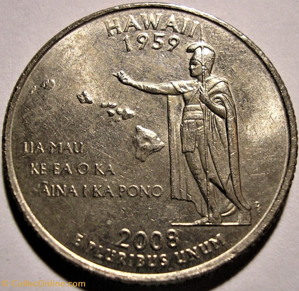 2008 D Quarter Dollar Hawaii State Moedas Mundo Estados Unidos