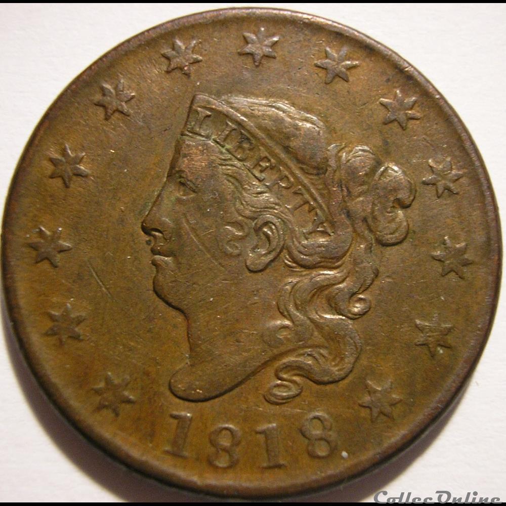 1818 One Cent monnaie monde etat uni 1818 one cent
