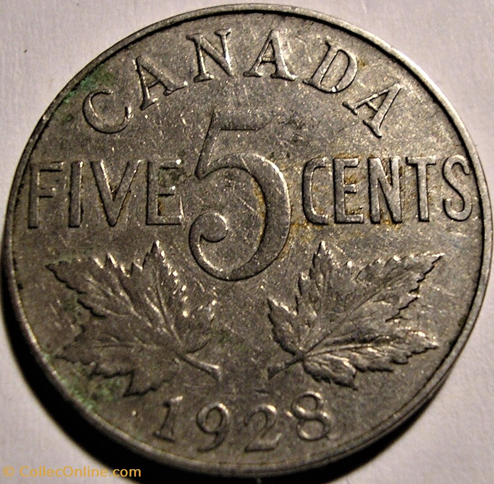 George V - 5 Cents 1928 monnaie monde canadum george v 5 cents 1928