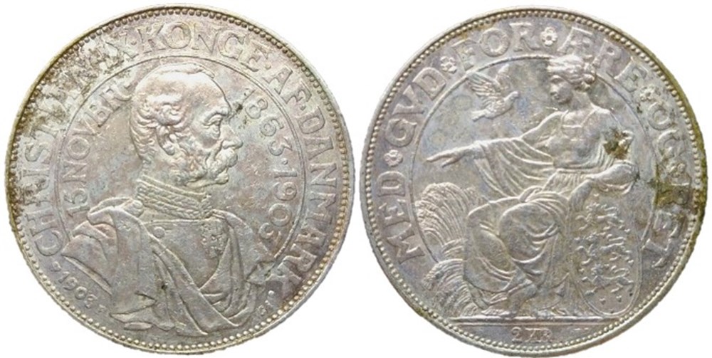 Christian IX Denmark - 2 Kroner 1903 - 40th Anniversary of Reign monnaies monde danemark christian ix denmark 2 kroner 1903 40th anniversary of reign