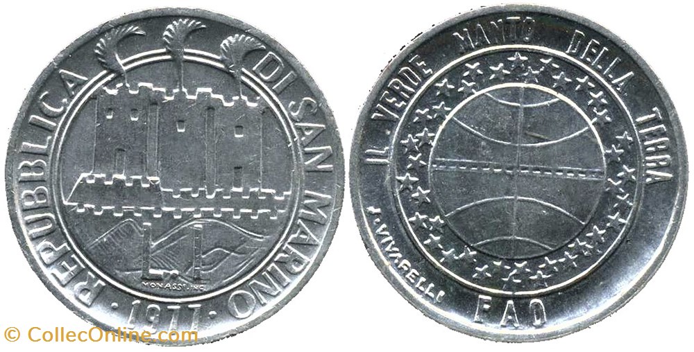 monnaies monde saint 1977 repubblica di san marino 1 lira fao