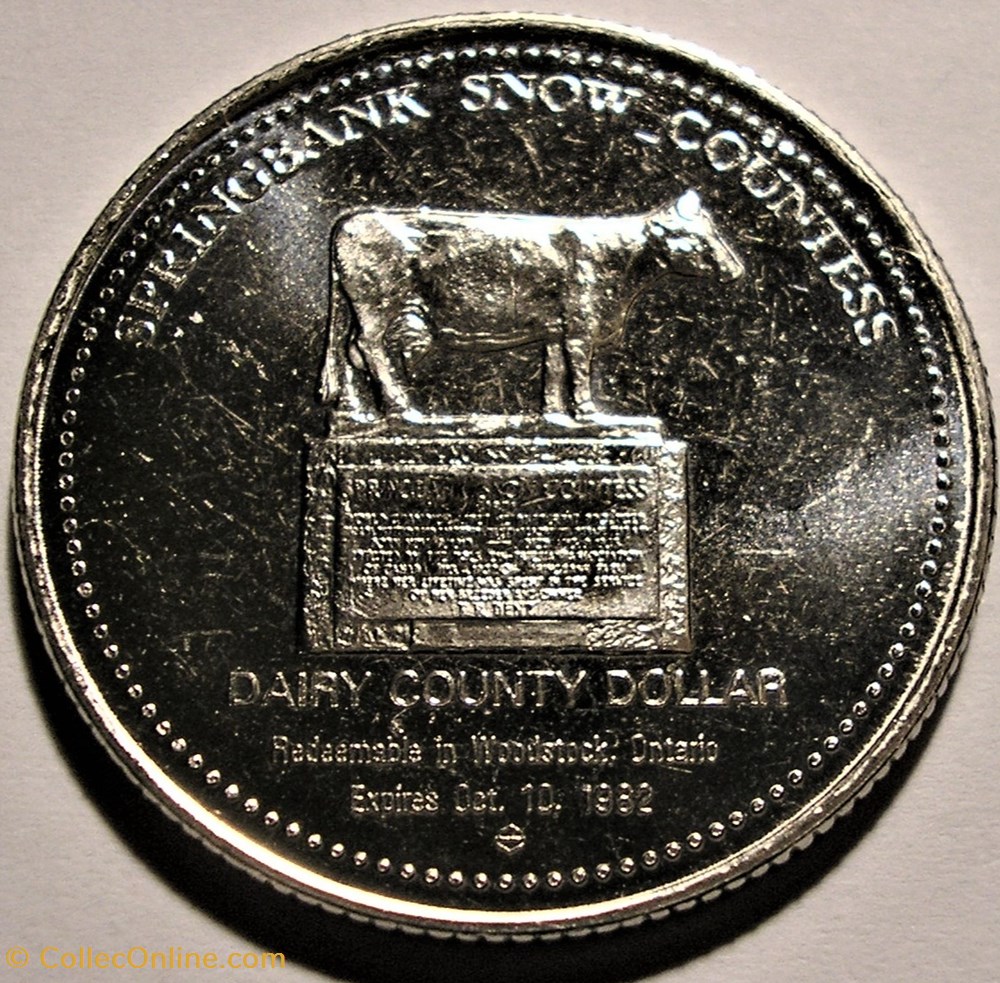 Woodstock, Ontario - One Dairy County Dollar 1982 - Chamber of Commerce 2 monnaies paranumismatique jetons poids woodstock ontario one dairy county dollar 1982 chamber of commerce