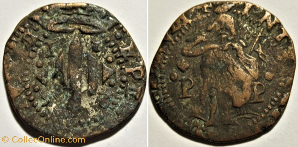 1596 Perpignan - 2 Sols countermarked - Philip II of Spain monnaies europe medievale principaute de catalogne 1596 perpignan 2 sols countermarked philip ii of spain