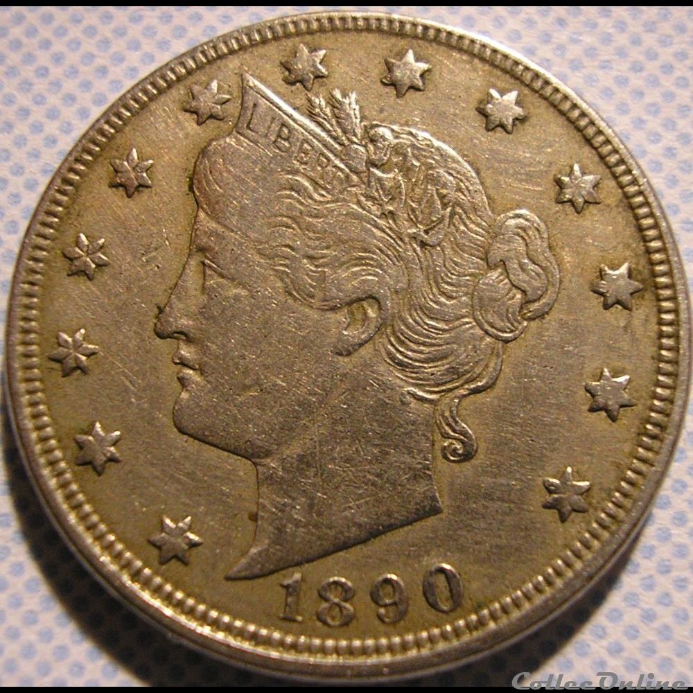 1890 5 Cents (ex.3) monnaies monde etats unis 1890 5 cents ex 3