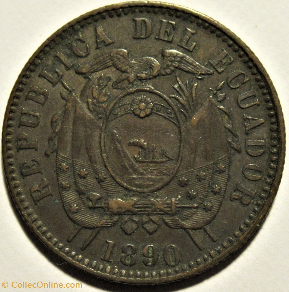 Ecuador - Un Centavo 1890, Heaton Mint 4 monnaies monde equateur ecuador un centavo 1890 heaton mint