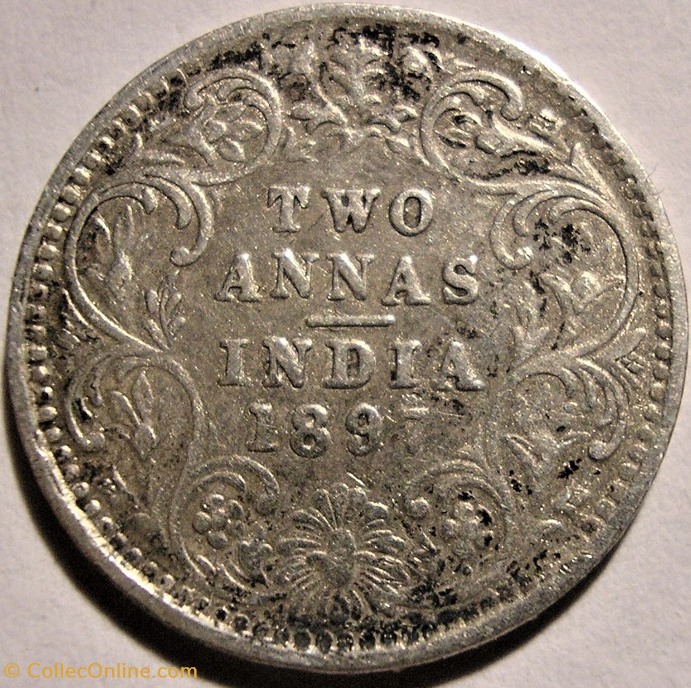 Victoria - Two Annas 1897 Calcutta - British India monnaie monde inde victoria two annas 1897 calcutta british india