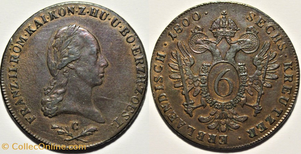 Franz II - 6 Kreutzer 1800 Prague, Austrian Empire monnaies monde autriche franz ii 6 kreutzer 1800 prague austrian empire