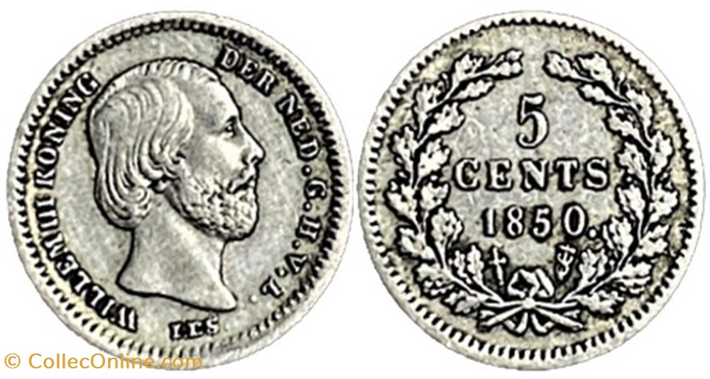 Willem III of Nederland - 5 Cents 1850 monnaies monde pays bas willem iii of nederland 5 cents 1850