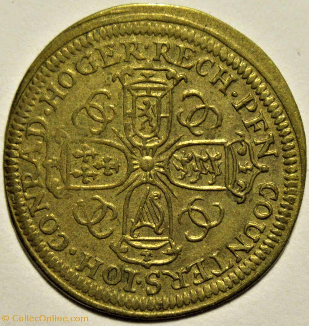c.1705 Queen Anne Stuart - Token, Reichspfennig by J.K. Hoger 4 monnaies paranumismatique jetons poids c 1705 queen anne stuart token reichspfennig by j k hoger