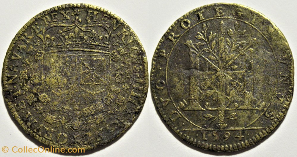 Henri IV - 1594, Duo Protegit Unus - Jeton de compte monnaies paranumismatique jetons poids henri iv 1594 duo protegit unus jeton de compte