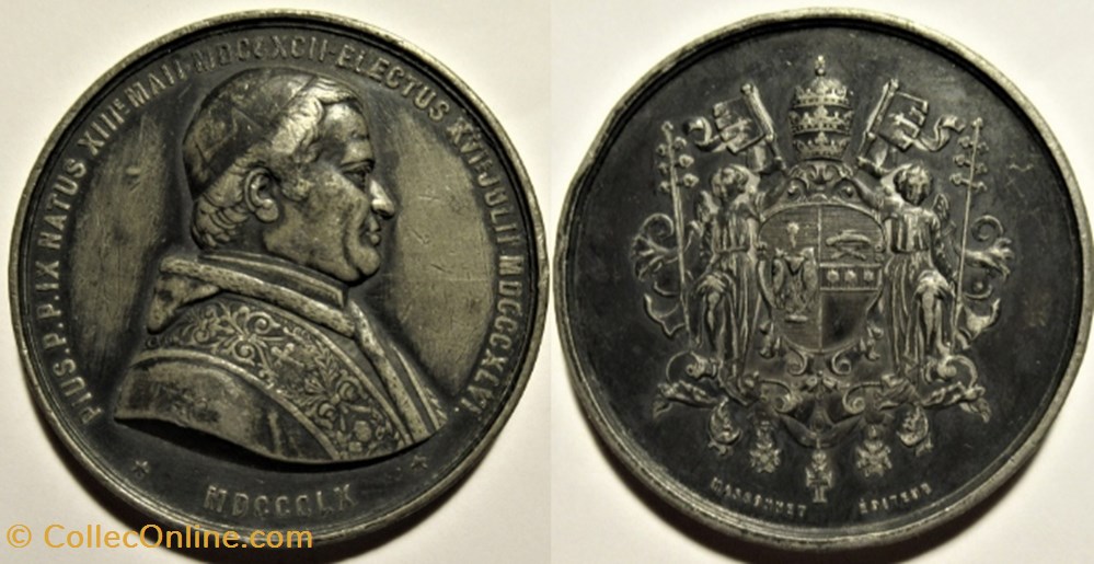 patrimoine religieux souvenir pope pivs ix solidarity of french catholics medal 1860 france