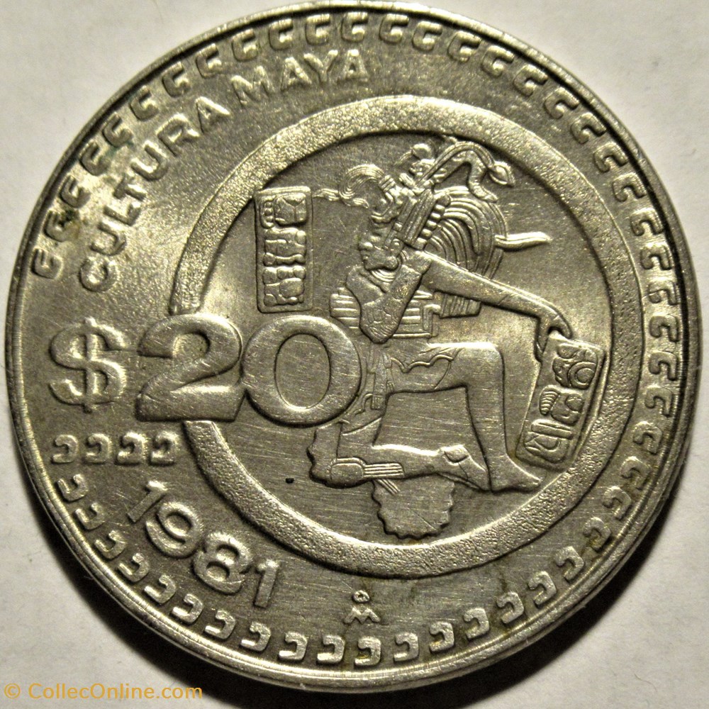 monnaies monde mexique mexico 1981 20 pesos cultura maya estados unidos mexicanos