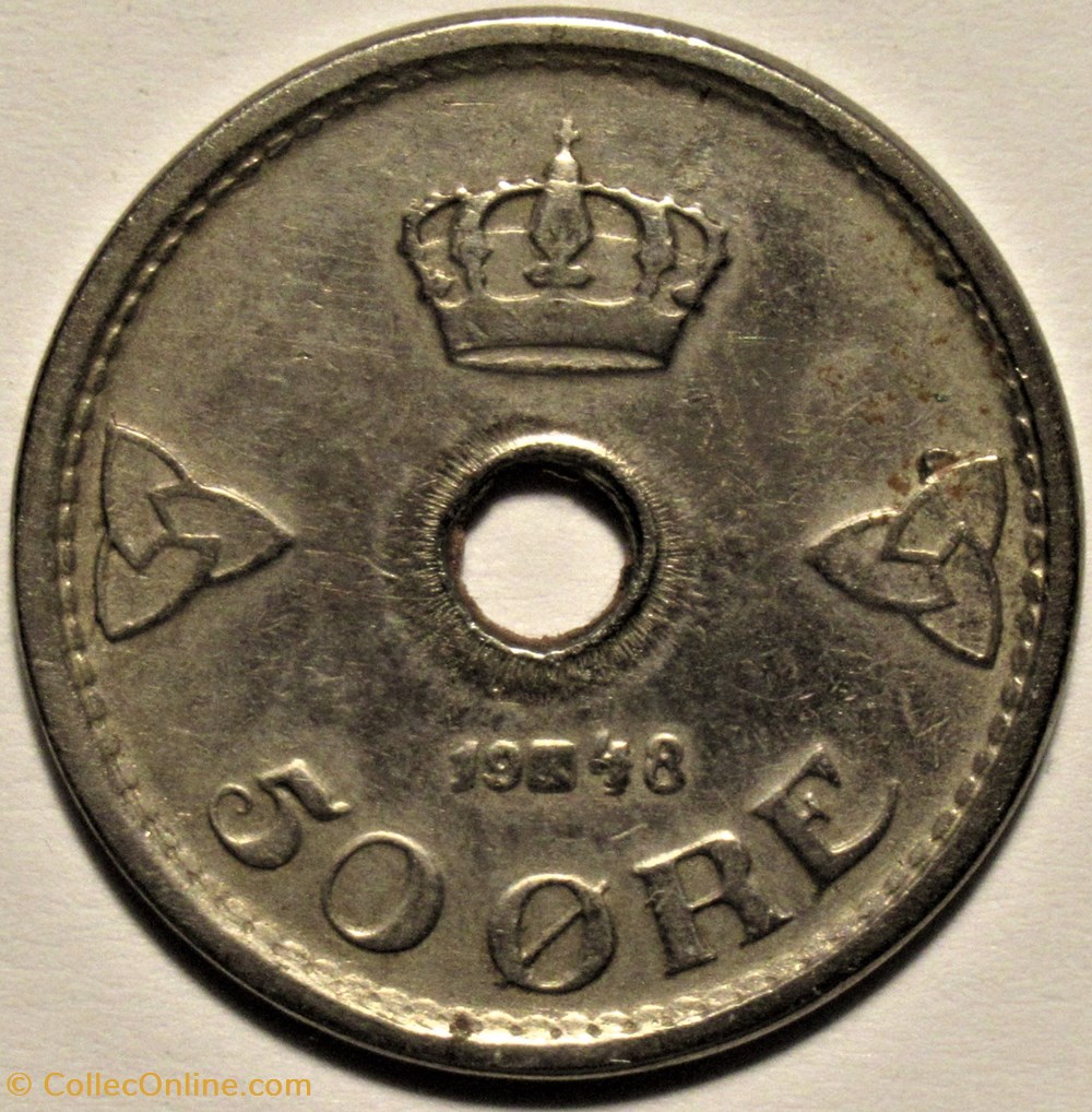 Haakon VII of Norway - 50 Øre 1948 monnaies monde norvege haakon vii of norway 50 re 1948