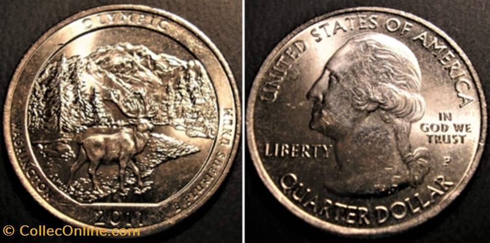 Olympic Nat'l Park - 2011 P Quarter Dollar - Washington State monnaie monde etat uni olympic nal park 2011 p quarter dollar washington state