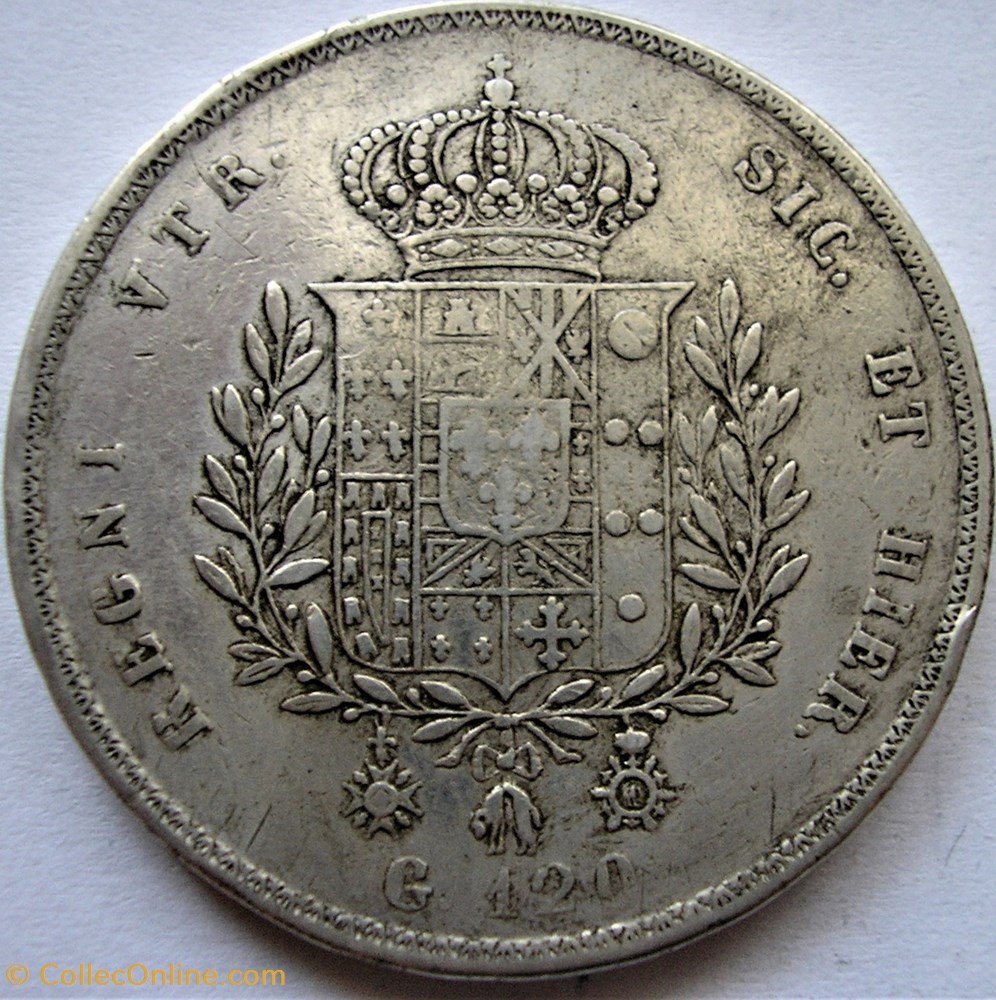 monnaies monde italie 1825 royaume des deux siciles 120 grana francesco i