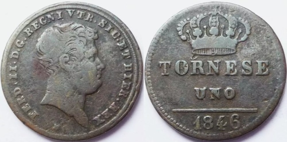 1846 Tornese, Royaume de Naples - Ferdinando II monnaies europe medievale 1846 tornese royaume de naples ferdinando ii