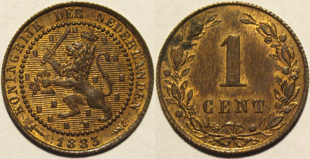 monnaies monde pays bas willem iii of nederland 1 cent 1883